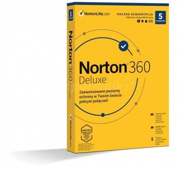 Oprogramowanie NORTON 360 Delux 50GB PL 1 użytkownik, 5 urządzeń, 1 rok