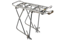 Aluminiowy bagażnik rowerowy regulowany 24"-26"-28" srebrny z blaszką montażową