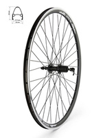Koło tylne 28" piasta A281QR kaseta 8-10 rzędów, ,łożyska maszynowe, obręcz stożkowa czarna, szprychy czarne