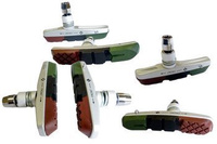 Klocki hamulcowe MTB ZEiT Z-703 wymienne trójkolorowe okładziny, srebrny korpus