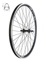 Koło przód 27,5" obręcz stożkowa czarna, piasta czarna QR, łożyska maszynowe, szprychy czarne