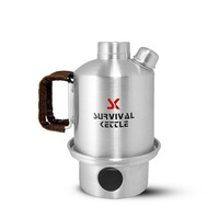 Aluminiowy czajnik turystyczny Survival Kettle Half + stalowe palenisko 