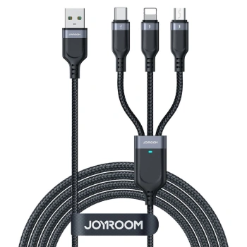 Kabel Joyroom S-A18 3w1 3,5A USB-A - Lightning+USBC+ MicroUSB 1,2m - czarny
