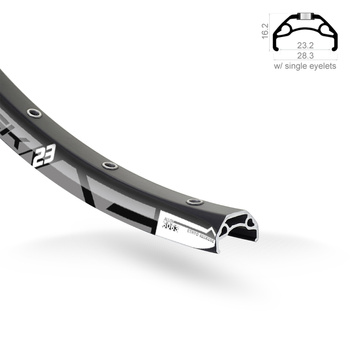 Obręcz Rodi BLACK ROCK 23 29" 622x23 32-otworów czarna oczkowana 630g