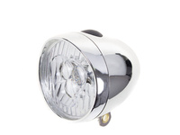 Lampa przednia Verso -764B Retro 3 diody LED, zasilane 3x AAA, srebrna