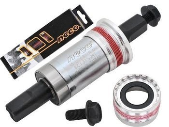 Oś mechanizm korbowy -wkład suportu Neco B-920AL BSA -122,5mm miski aluimniniowe