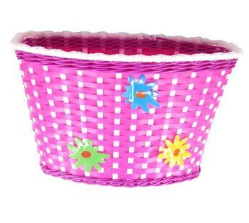 Kosz na kierownicę dziecinny 16-20" różowy z kwiatami