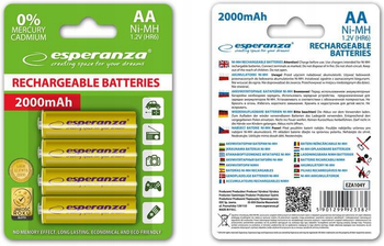 Akumulatorki AA Esperanza 2000mAh 4szt. żółte