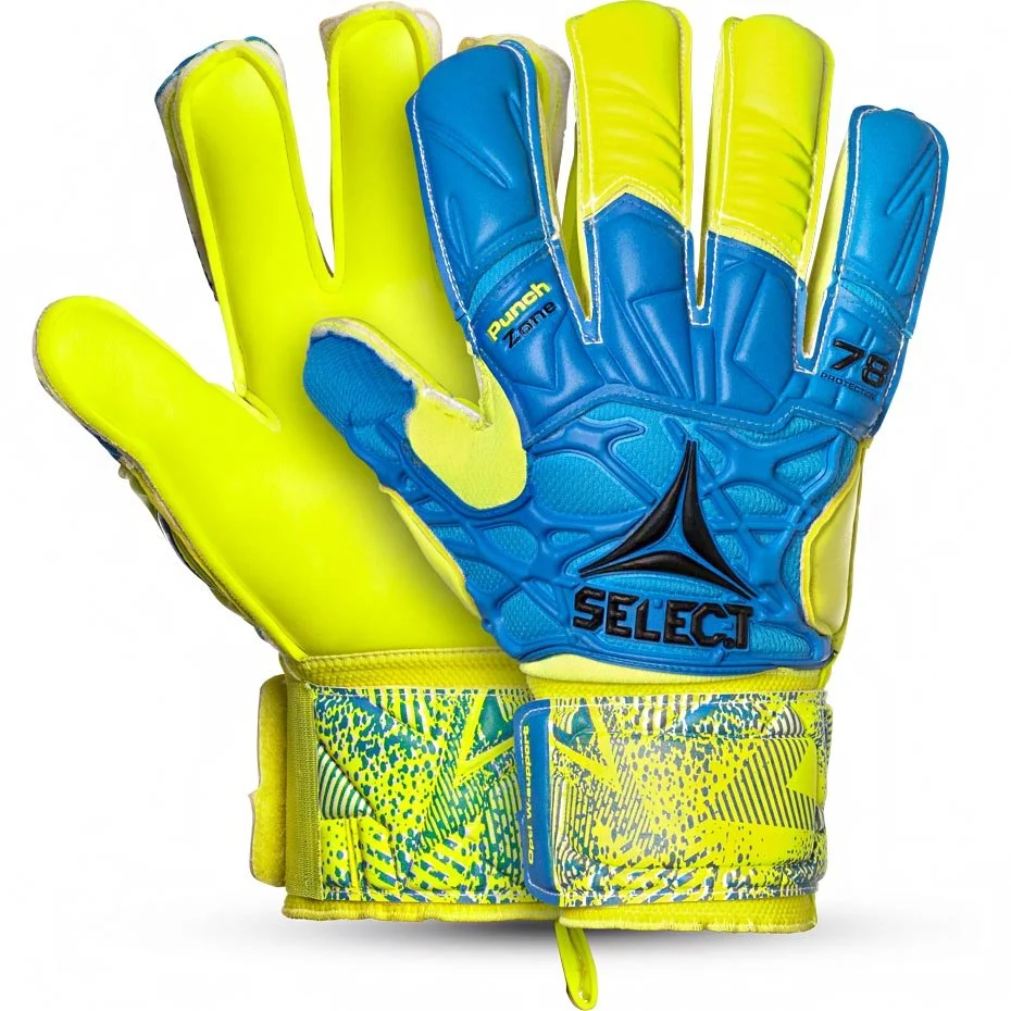Rękawice bramkarskie Select GK gloves 78 Protection Flat cut blue-yellow