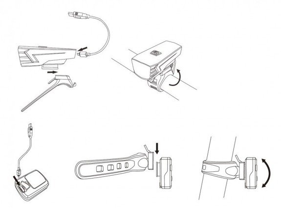 Zestaw lamp rowerowych Lynx 35 Lux przód + tył ładowane przez USB